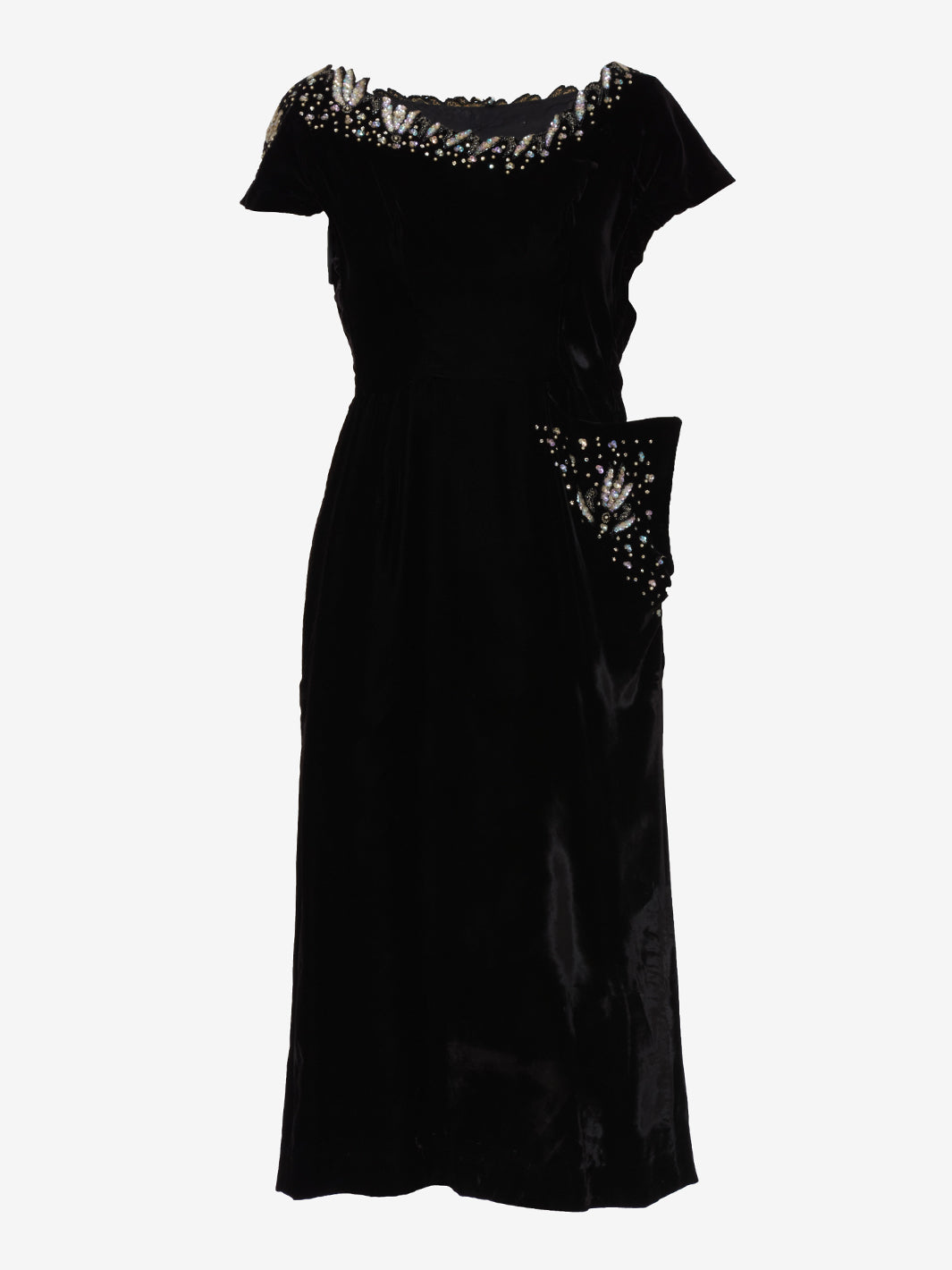 Vintage velvet dress with sequin embroidery - '40s AR005  Vintage 
