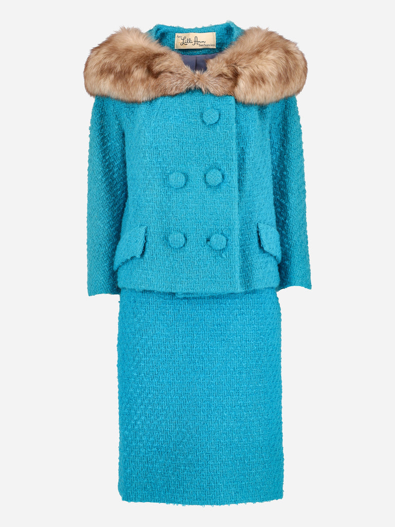 Wool Suit With Fur Collar - 60s AR007  Vintage 