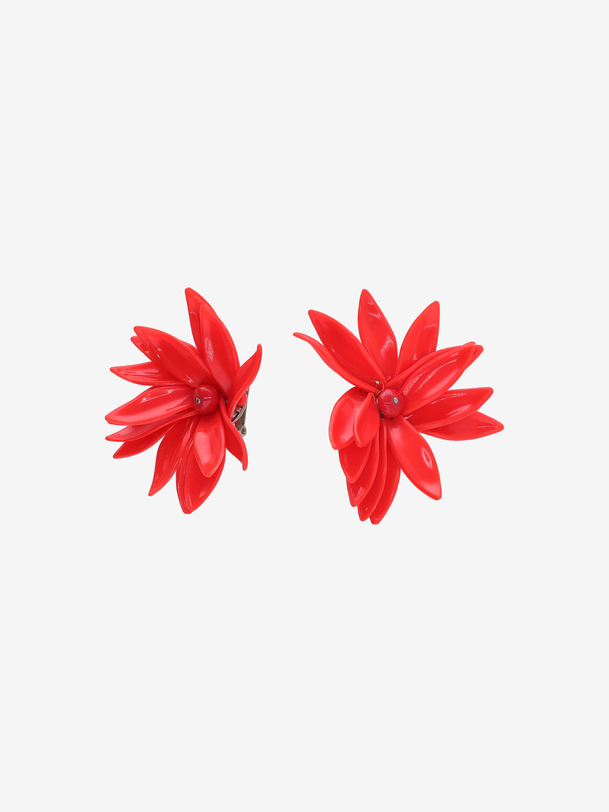 Vintage Oversized Plastic Floral Clip-On Earrings W13426.6  Vintage 