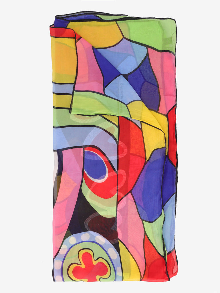 Mario Valentino Pop Art Multicolored Silk Scarf W150626.32  Vintage 