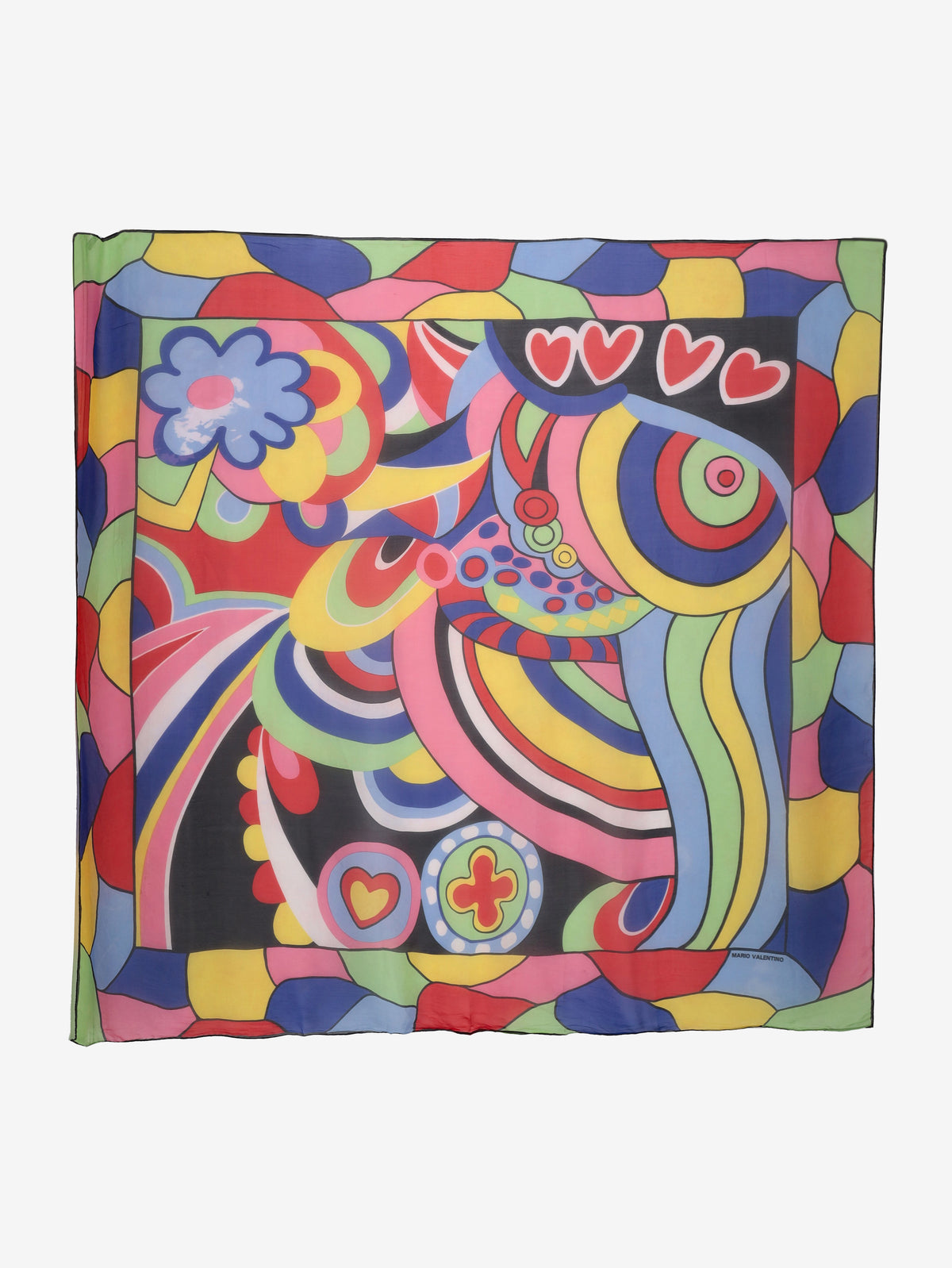 Mario Valentino Pop Art Multicolored Silk Scarf W150626.32  Vintage 