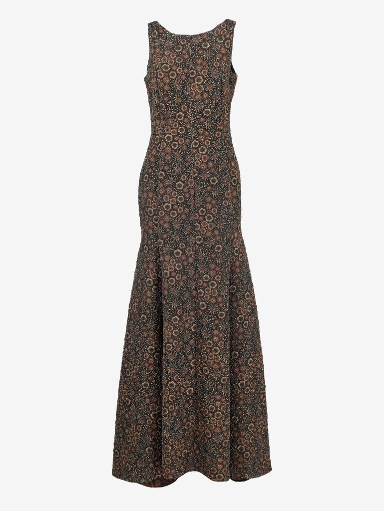 Vintage Sleeveless Floral-Textured Mermaid Gown W16926  Vintage 