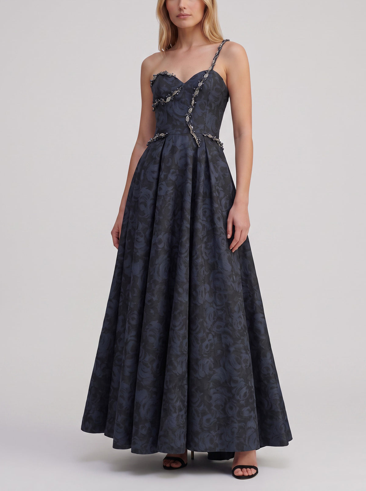 Vintage Midnight Blue One-Shoulder Evening Gown W1926.17  Vintage 