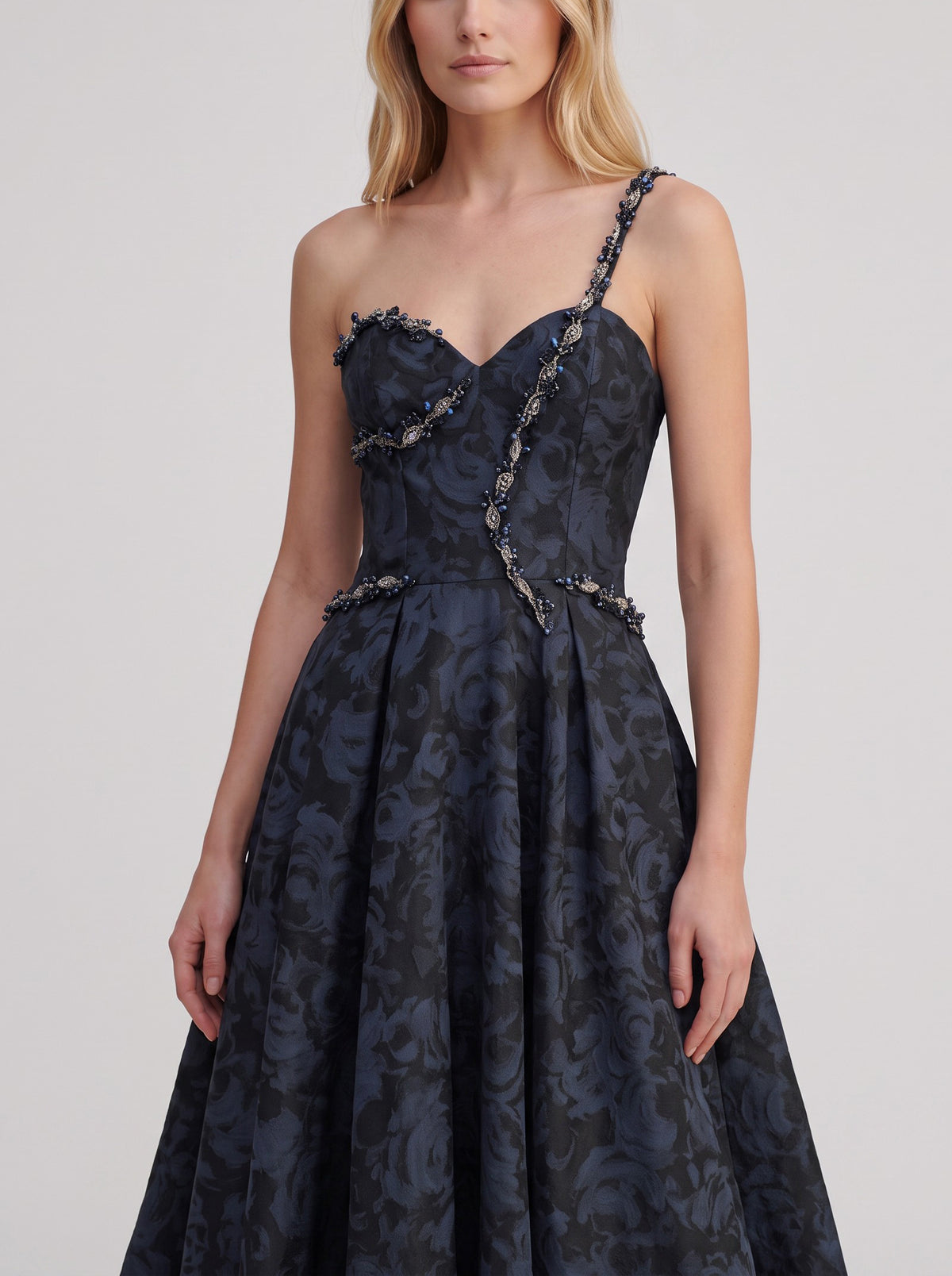 Vintage Midnight Blue One-Shoulder Evening Gown W1926.17  Vintage 