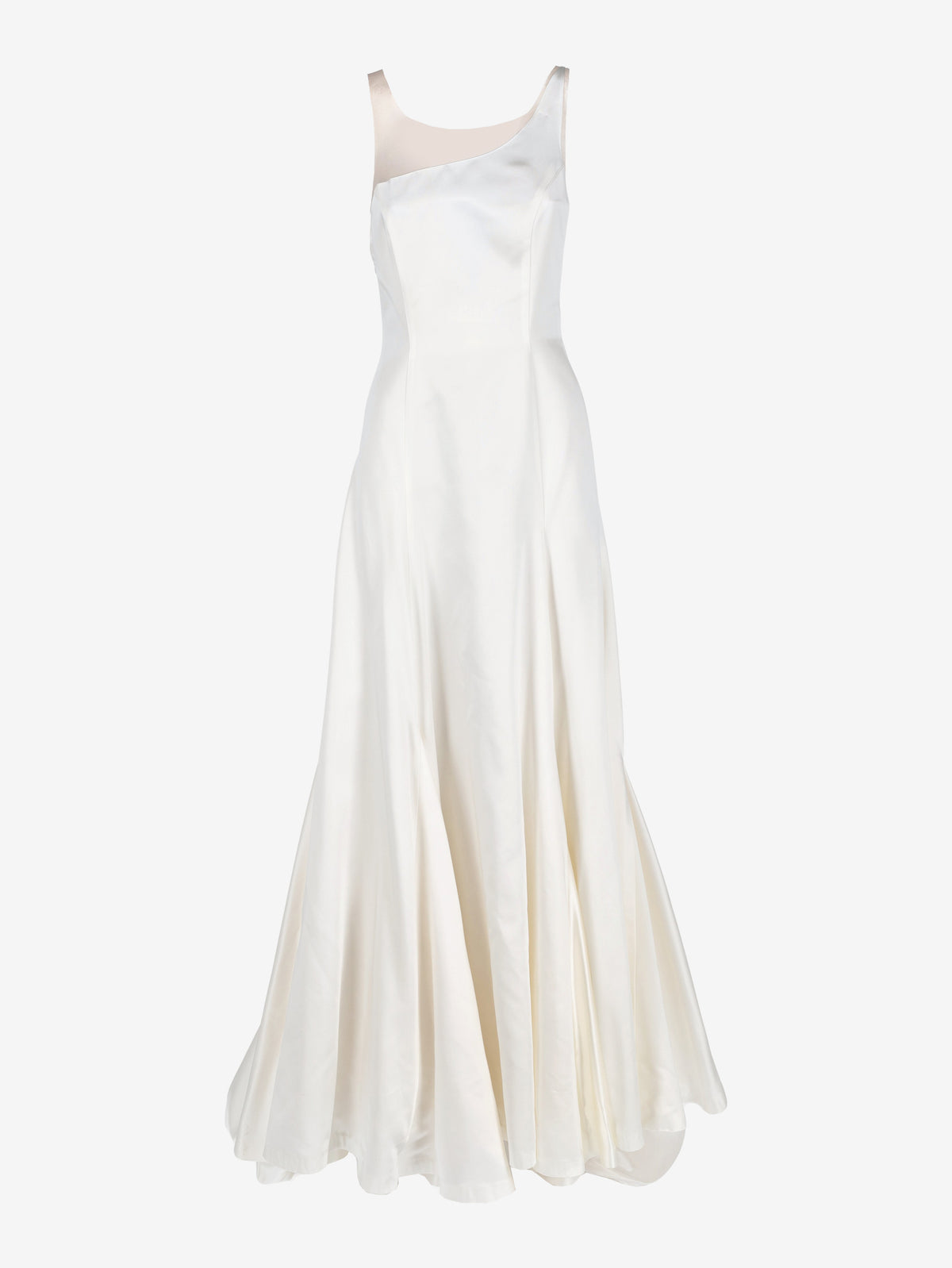 Vintage Minimalist Bridal Gown with Asymmetric Tulle Detail W1926.23  Vintage 