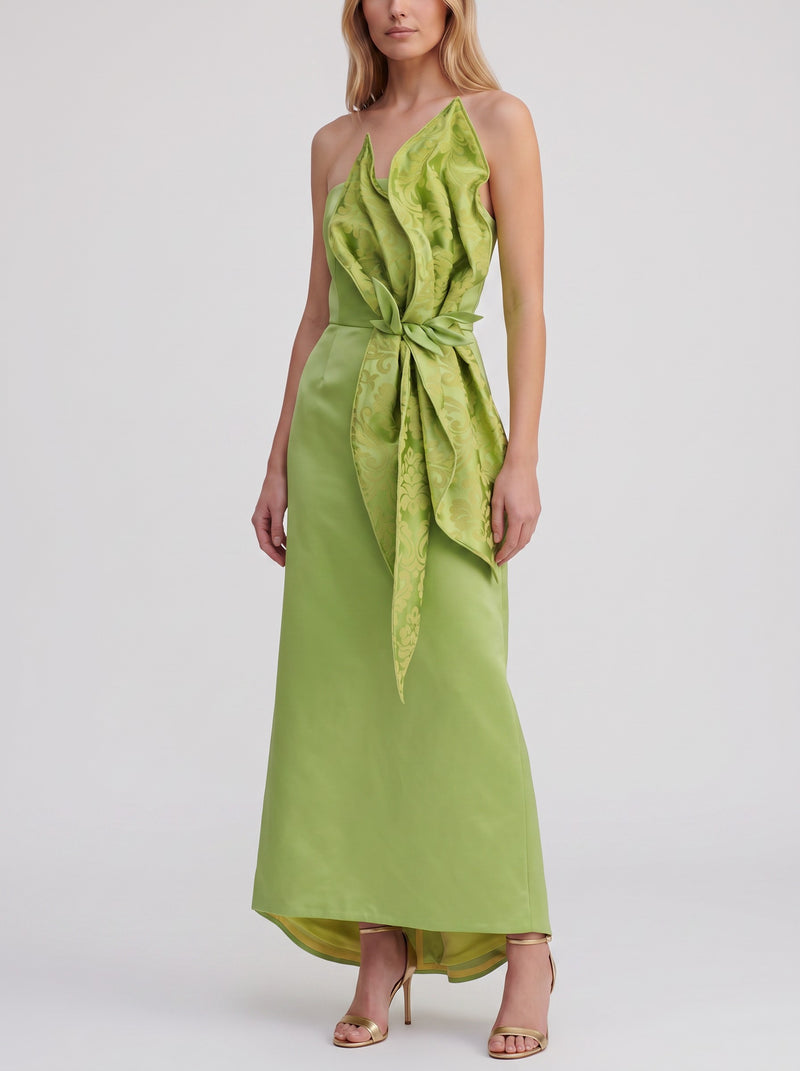 Vintage Green One-Shoulder Elegant Dress W1926.2  Vintage 
