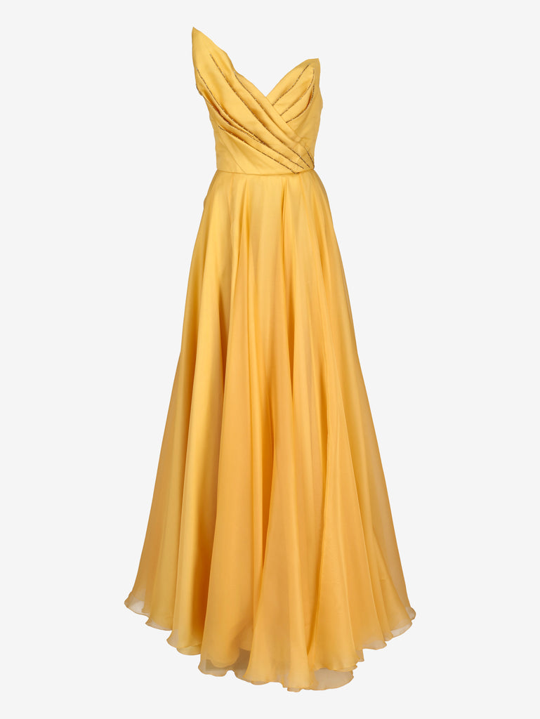 Vintage Yellow Organza Evening Dress W1926.3  Vintage 