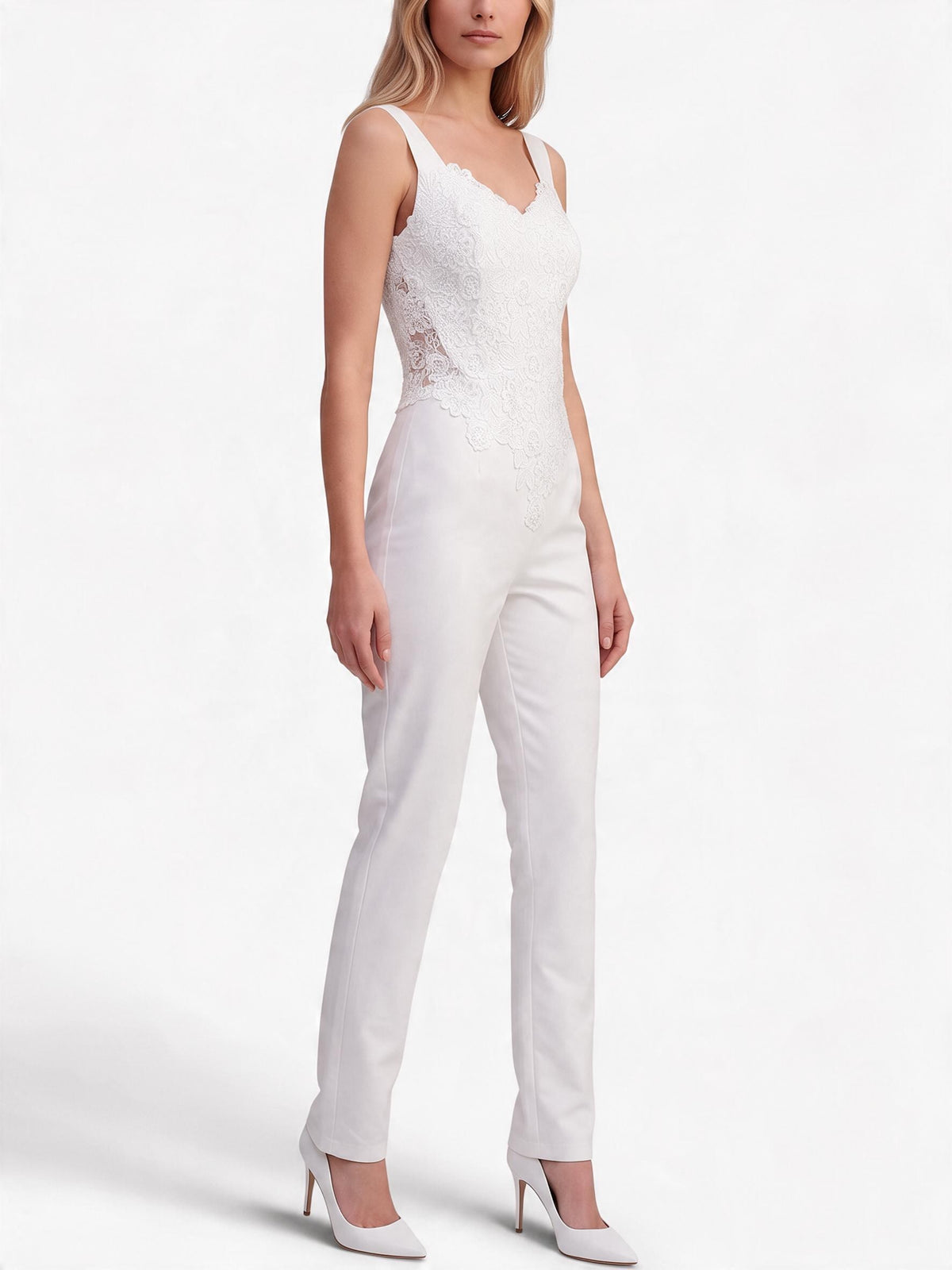 Vintage Bridal Jumpsuit with Floral Embroidered Lace W1926.33  Vintage 
