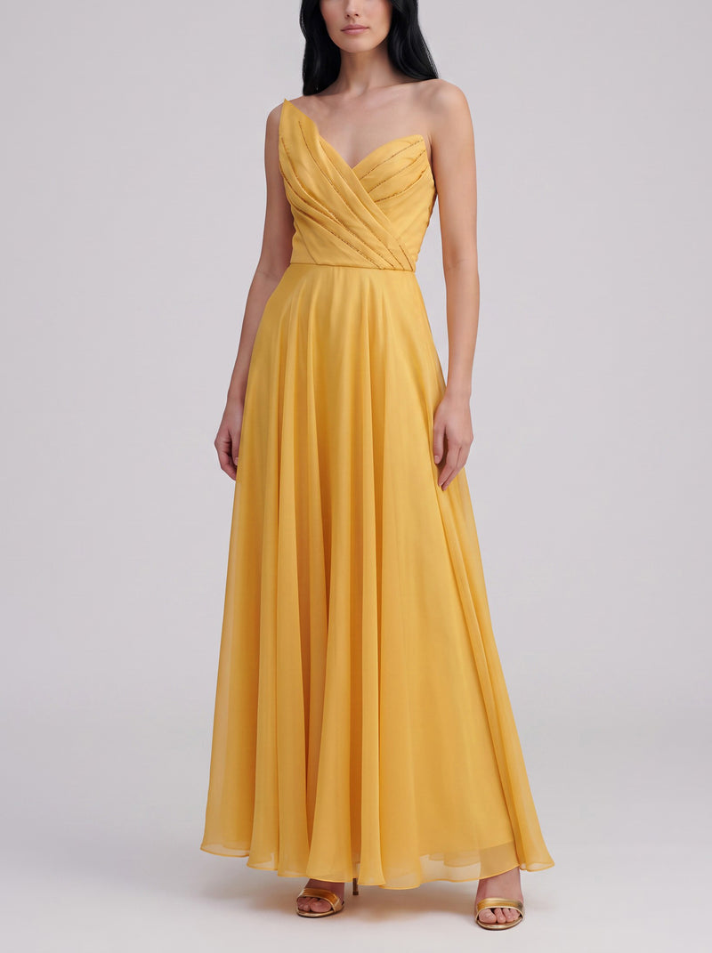 Vintage Yellow Organza Evening Dress W1926.3  Vintage 