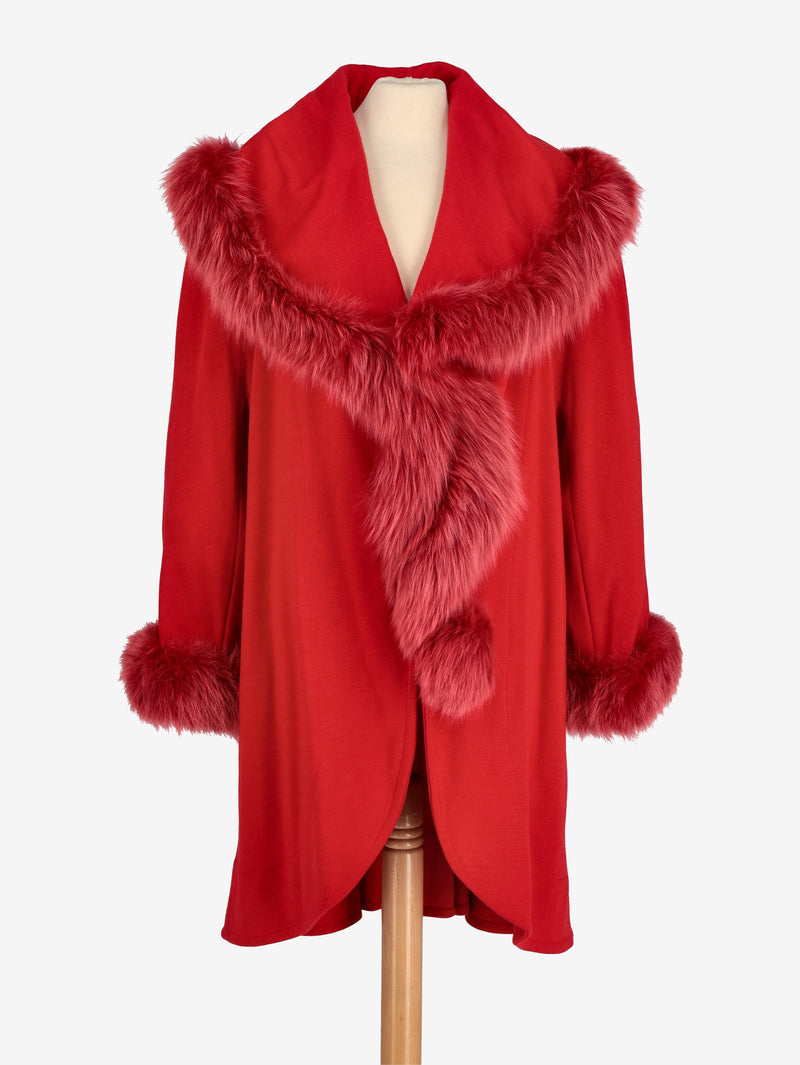 Vintage Red Coat With Fur W2511.115.09  Vintage 