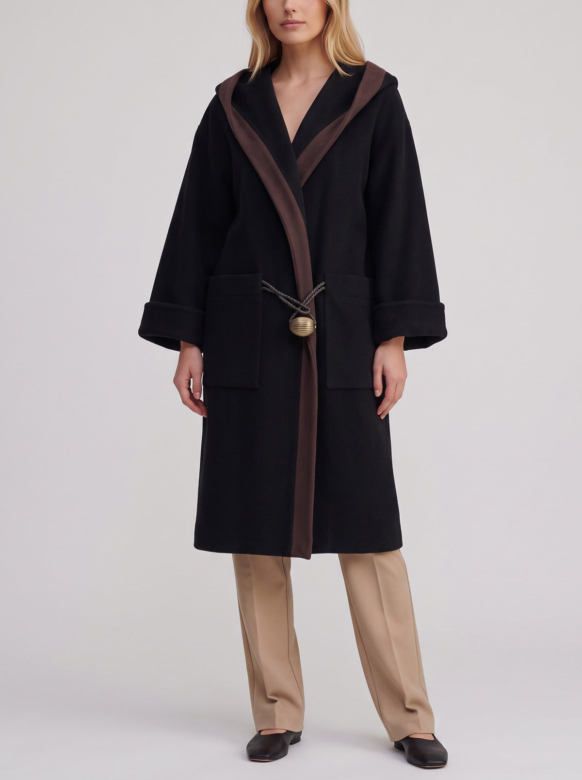 Vintage Wool Long Coat with Oversized Metal Detail W27526.206  Vintage 