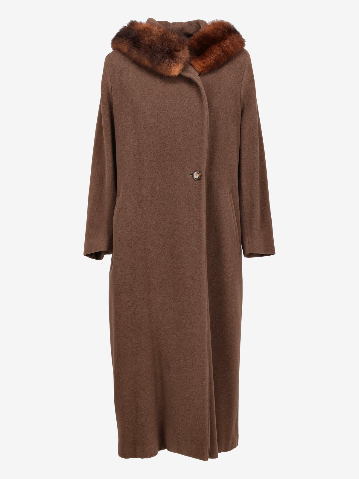 Vintage Double-Breasted Coat with Fur-Trimmed Hood W27526.211  Vintage 