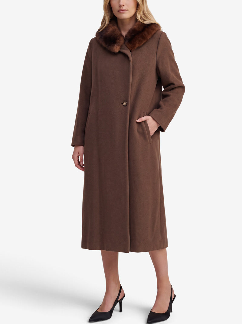 Vintage Double-Breasted Coat with Fur-Trimmed Hood W27526.211  Vintage 
