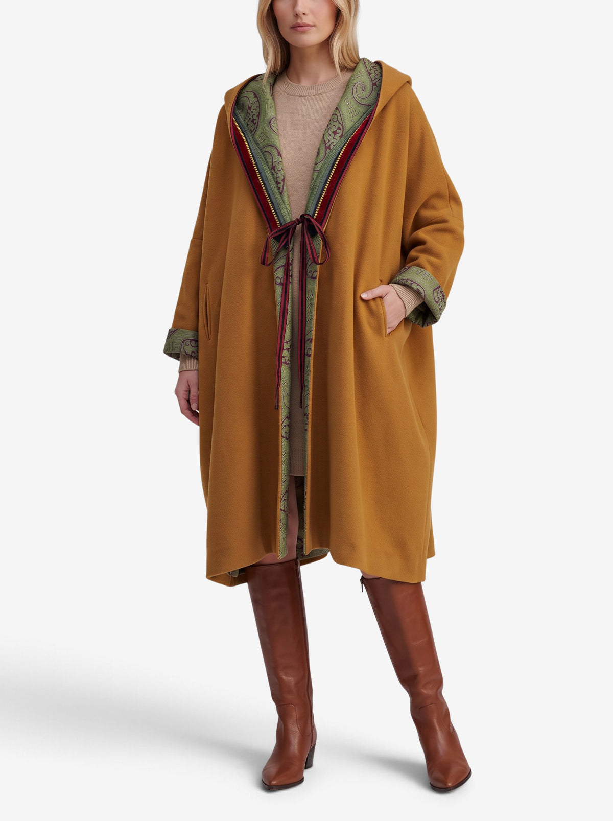 Vintage Oversized Wool Coat with Indian-Inspired Details W27526.212  Vintage 