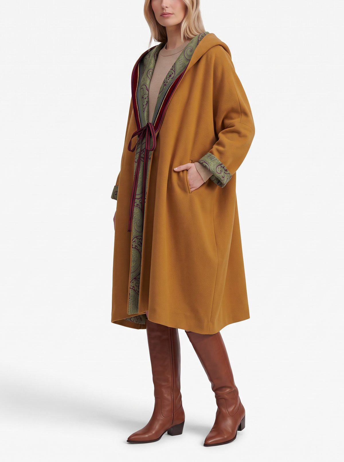 Vintage Oversized Wool Coat with Indian-Inspired Details W27526.212  Vintage 