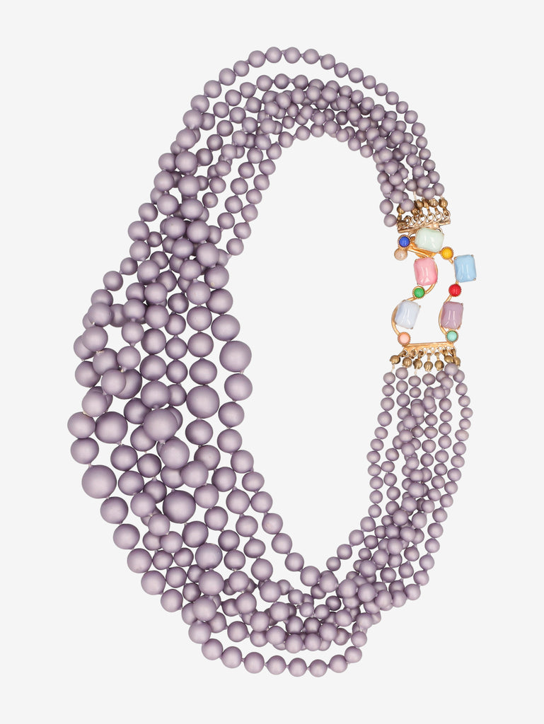 Vintage Multi-Strand Purple Beaded Necklace W290626.1  Vintage 
