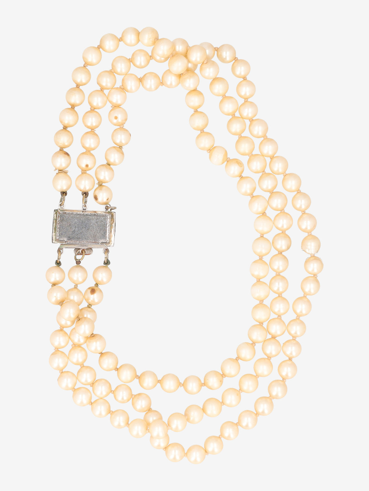 Vintage Three-Strand Faux Pearl Necklace W290626.2  Vintage 