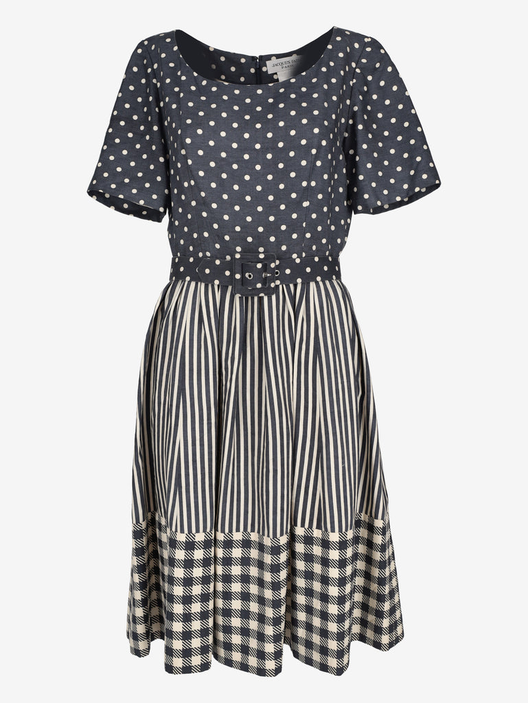 Vintage Polka Dot & Striped Dress W2926.13  Vintage 