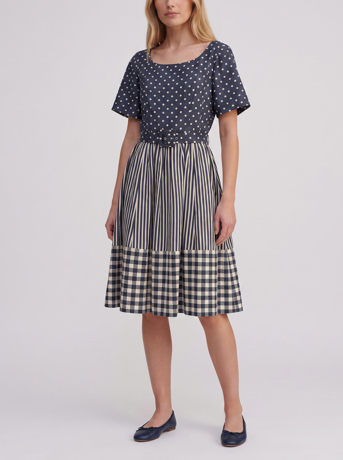 Vintage Polka Dot & Striped Dress W2926.13  Vintage 