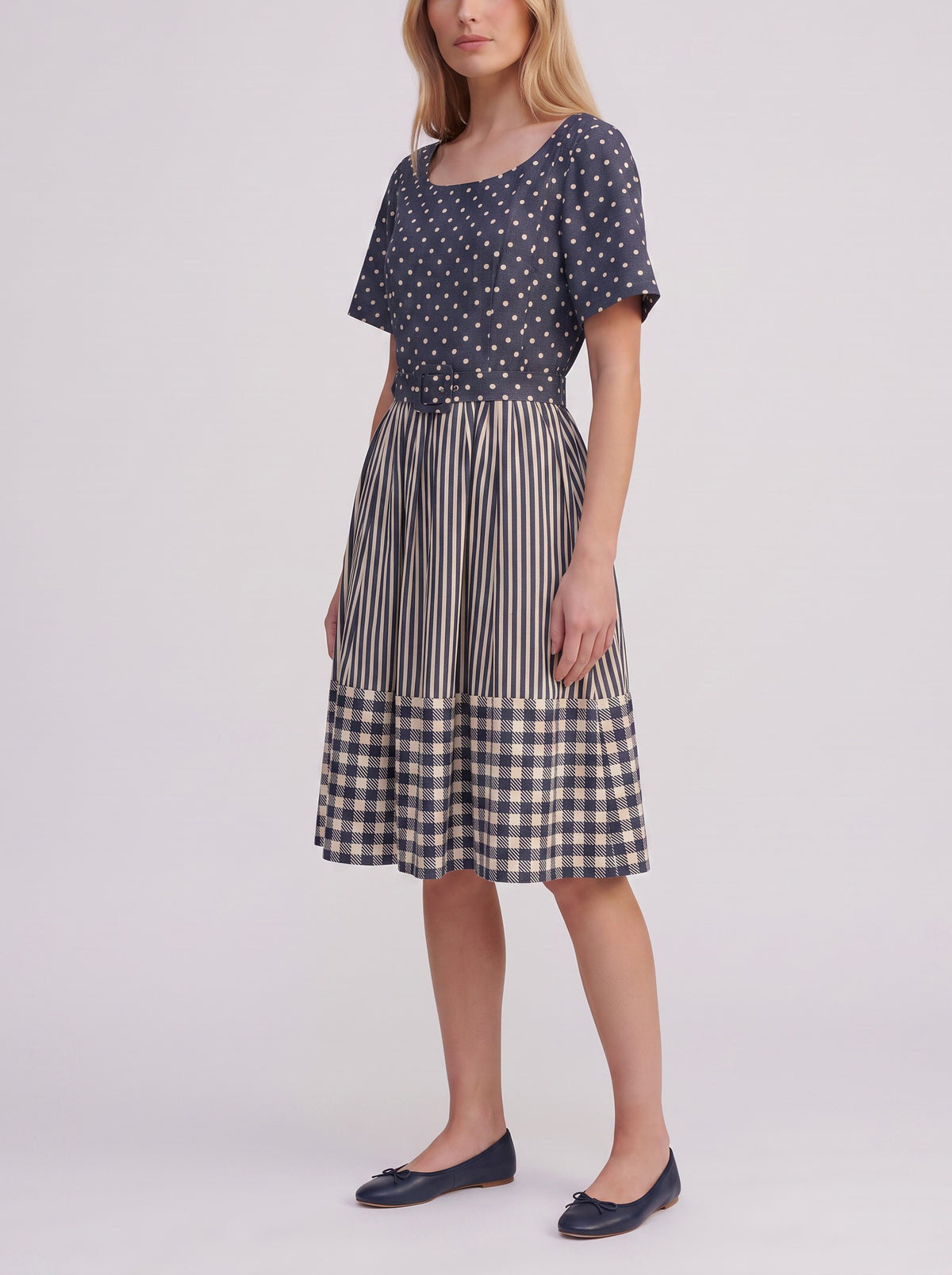 Vintage Polka Dot & Striped Dress W2926.13  Vintage 