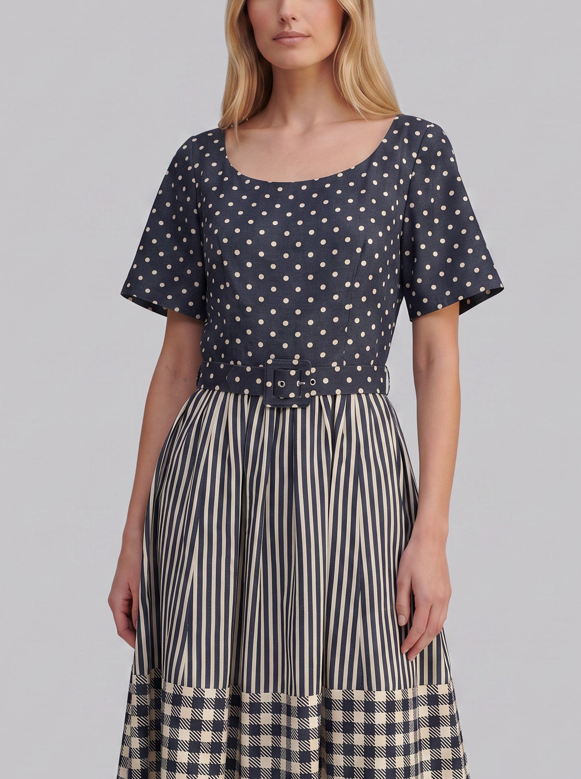 Vintage Polka Dot & Striped Dress W2926.13  Vintage 