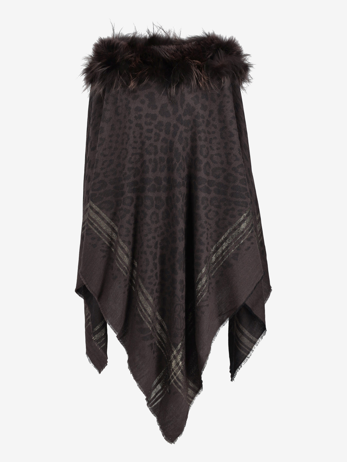 Vintage Wool Poncho With Fur Collar WCV041224.1  Vintage 