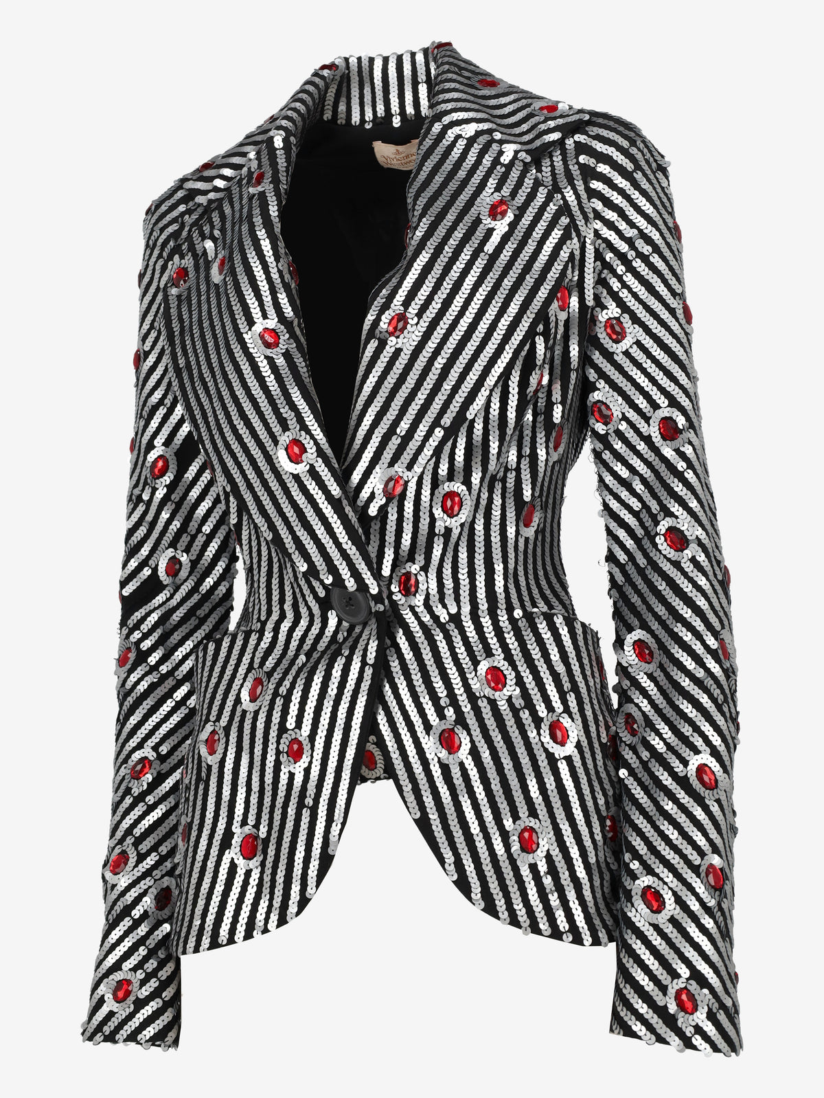 Structured Sequin Stripe Blazer with Ruby Cabochons - Archival Vivienne Westwood AR141  Vivienne Westwood 
