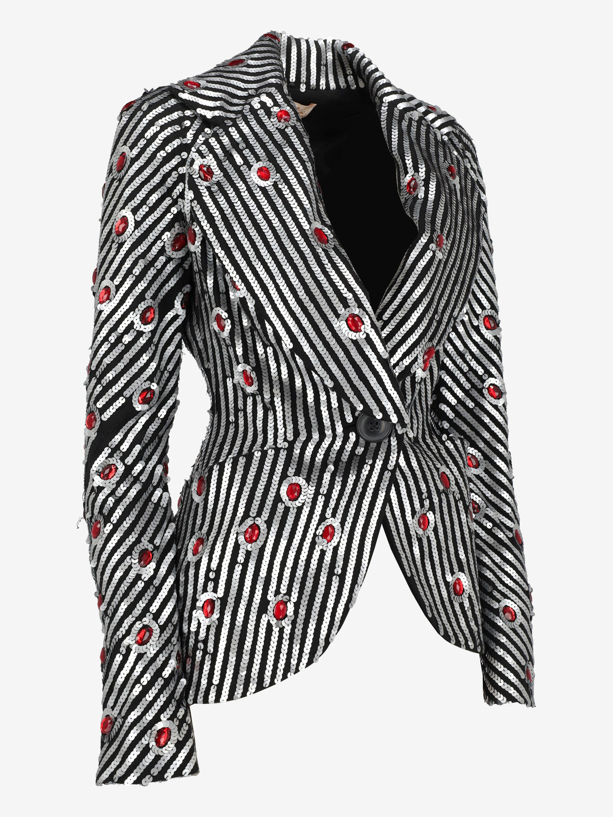 Structured Sequin Stripe Blazer with Ruby Cabochons - Archival Vivienne Westwood AR141  Vivienne Westwood 