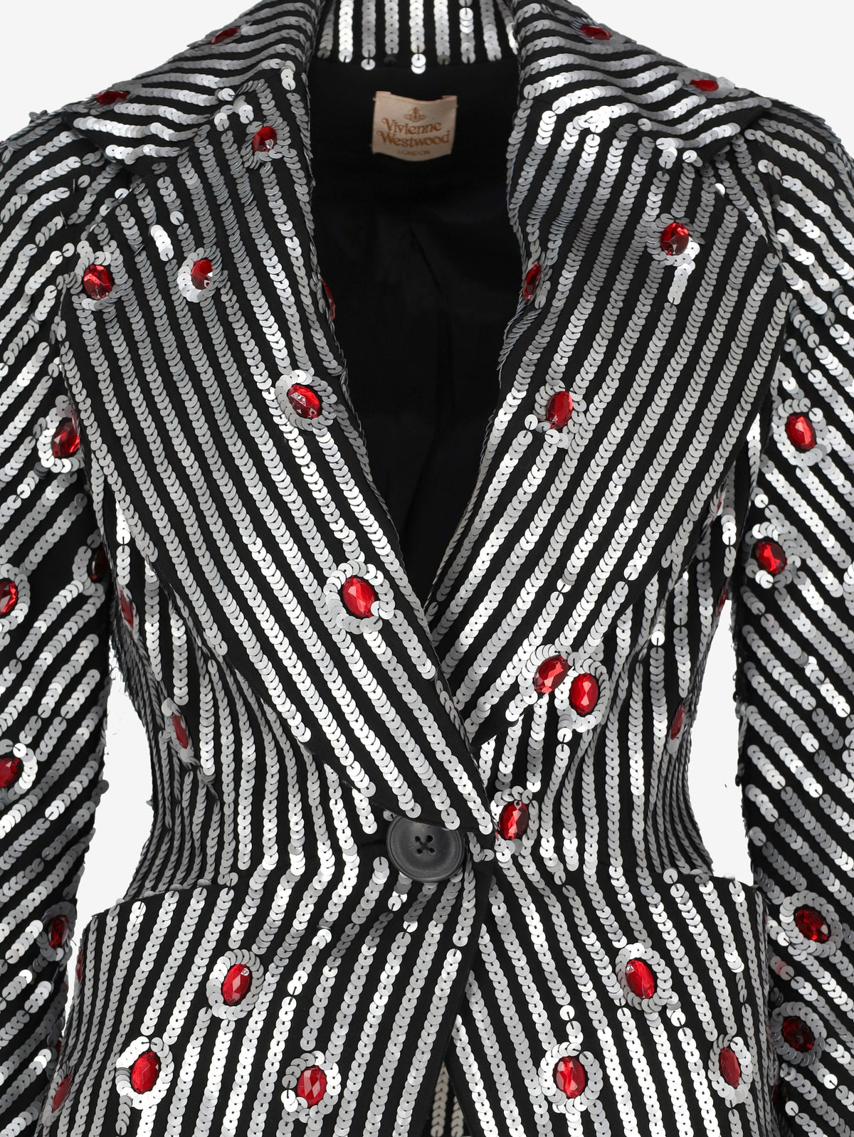 Structured Sequin Stripe Blazer with Ruby Cabochons - Archival Vivienne Westwood AR141  Vivienne Westwood 