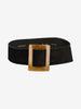 Yves Saint Laurent Suede-Effect Leather Belt with Green Buckle W2926.41  Yves Saint Laurent 