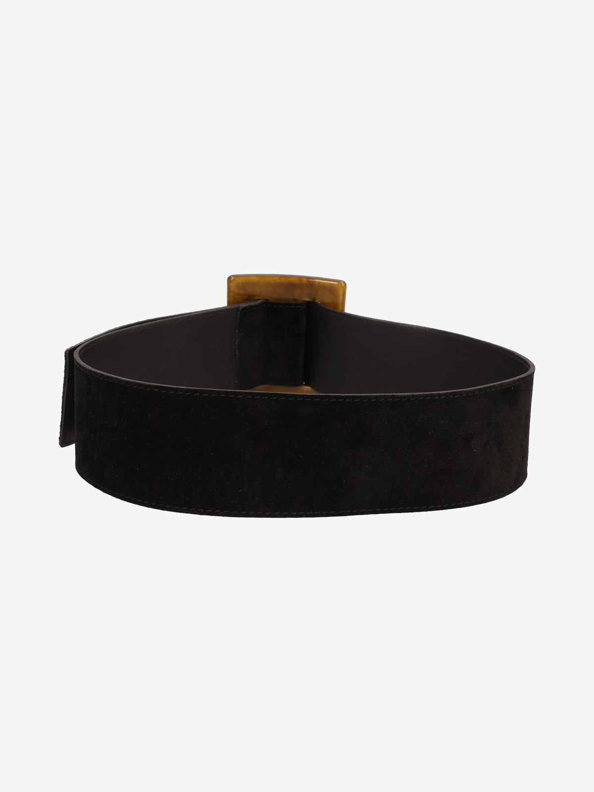 Yves Saint Laurent Suede-Effect Leather Belt with Green Buckle W2926.41  Yves Saint Laurent 
