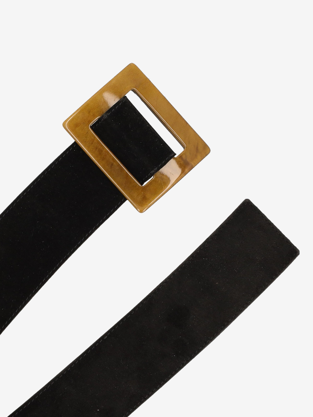 Yves Saint Laurent Suede-Effect Leather Belt with Green Buckle W2926.41  Yves Saint Laurent 