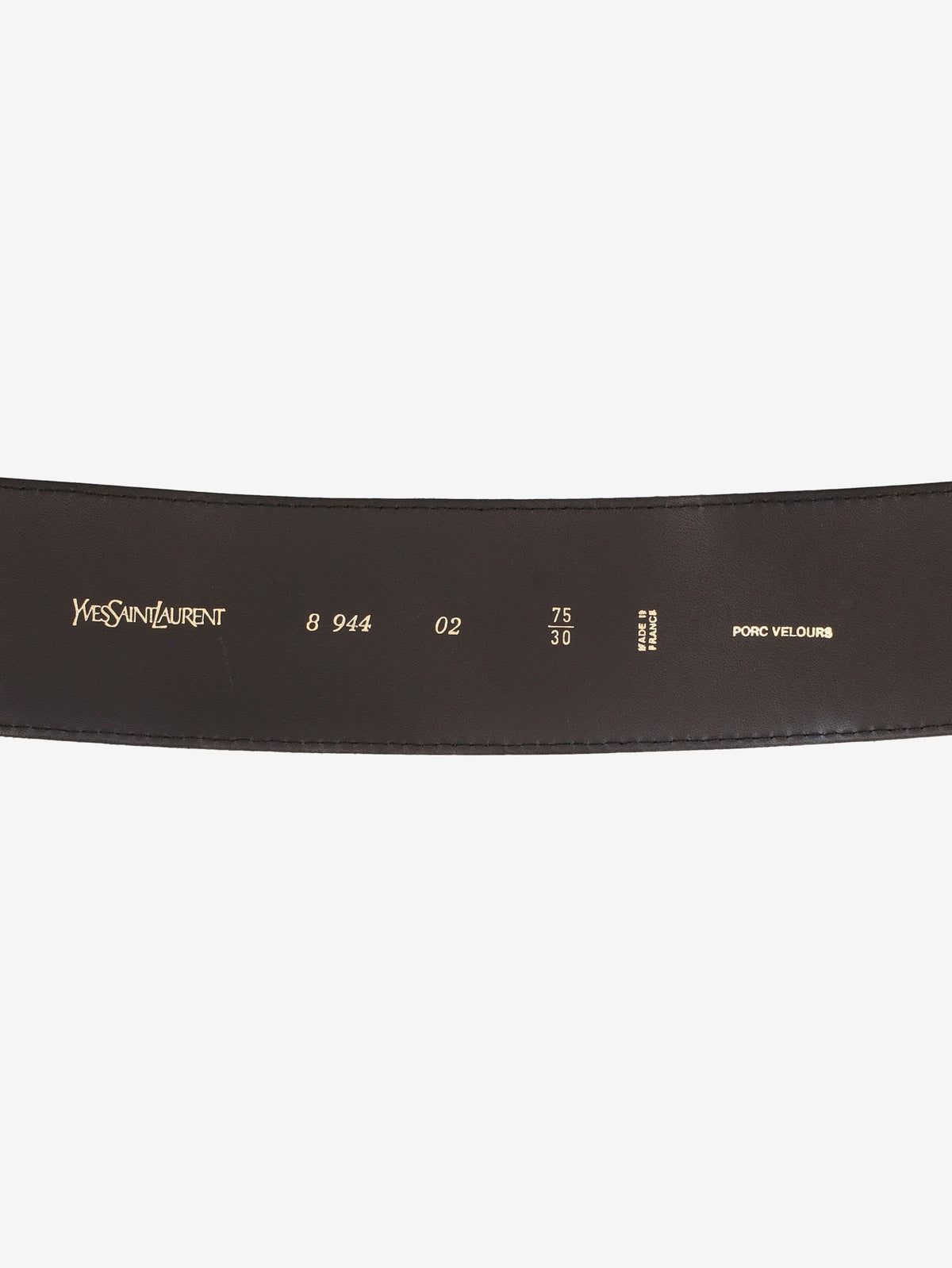 Yves Saint Laurent Suede-Effect Leather Belt with Green Buckle W2926.41  Yves Saint Laurent 