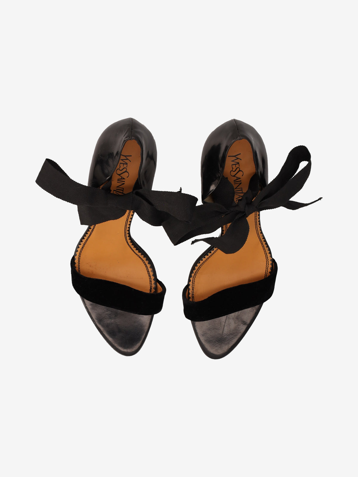Yves Saint Laurent Rive Gauche D'Orsay Velvet & Leather Ribbon Pumps W2926.50  Yves Saint Laurent 