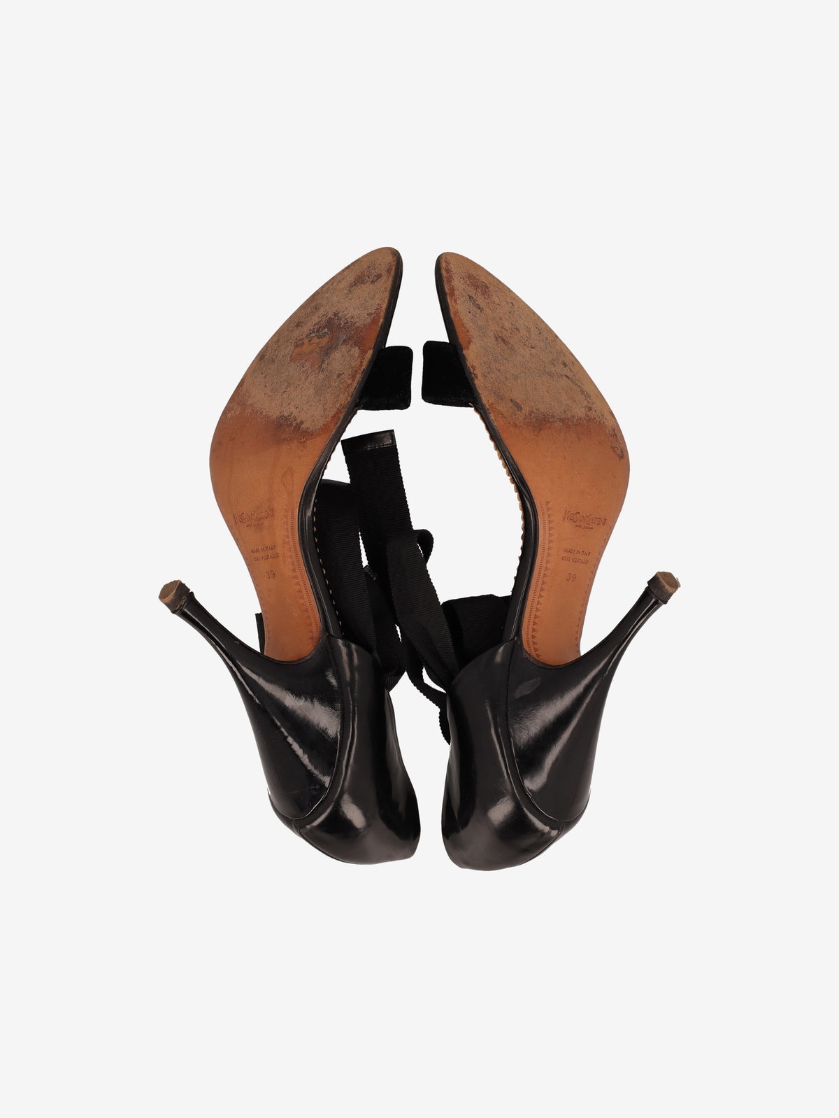 Yves Saint Laurent Rive Gauche D'Orsay Velvet & Leather Ribbon Pumps W2926.50  Yves Saint Laurent 