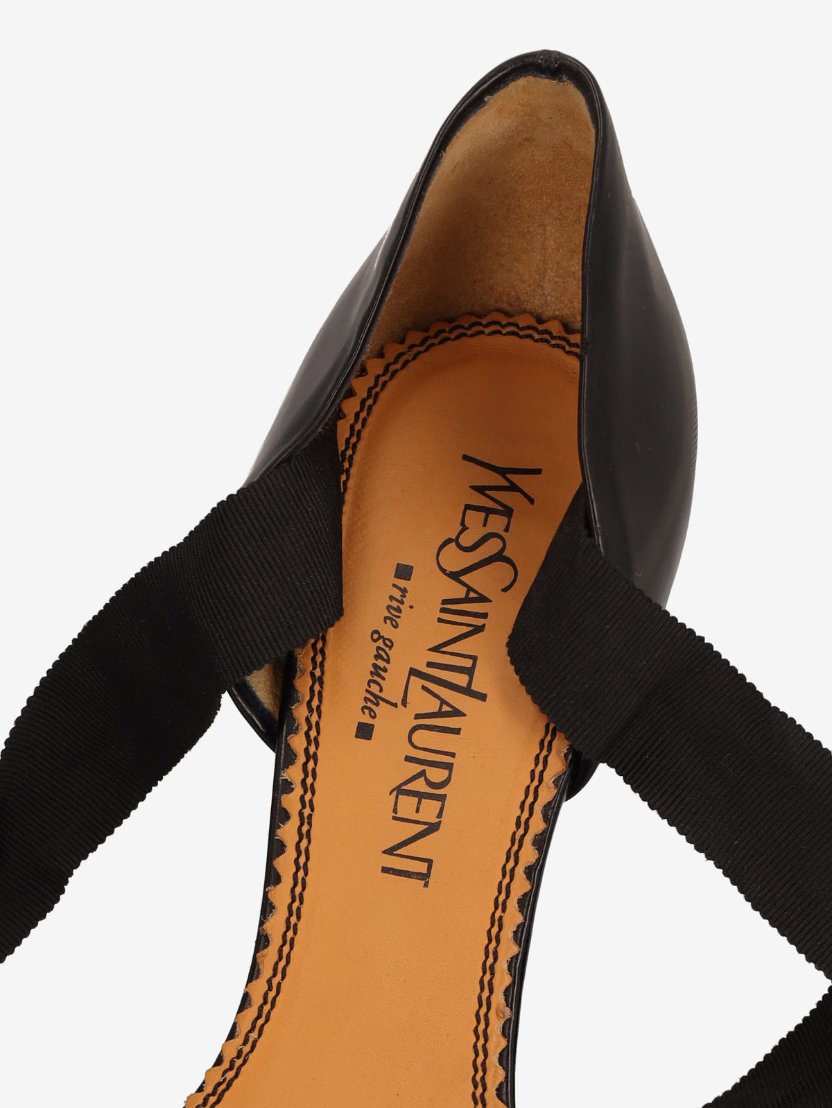 Yves Saint Laurent Rive Gauche D'Orsay Velvet & Leather Ribbon Pumps W2926.50  Yves Saint Laurent 