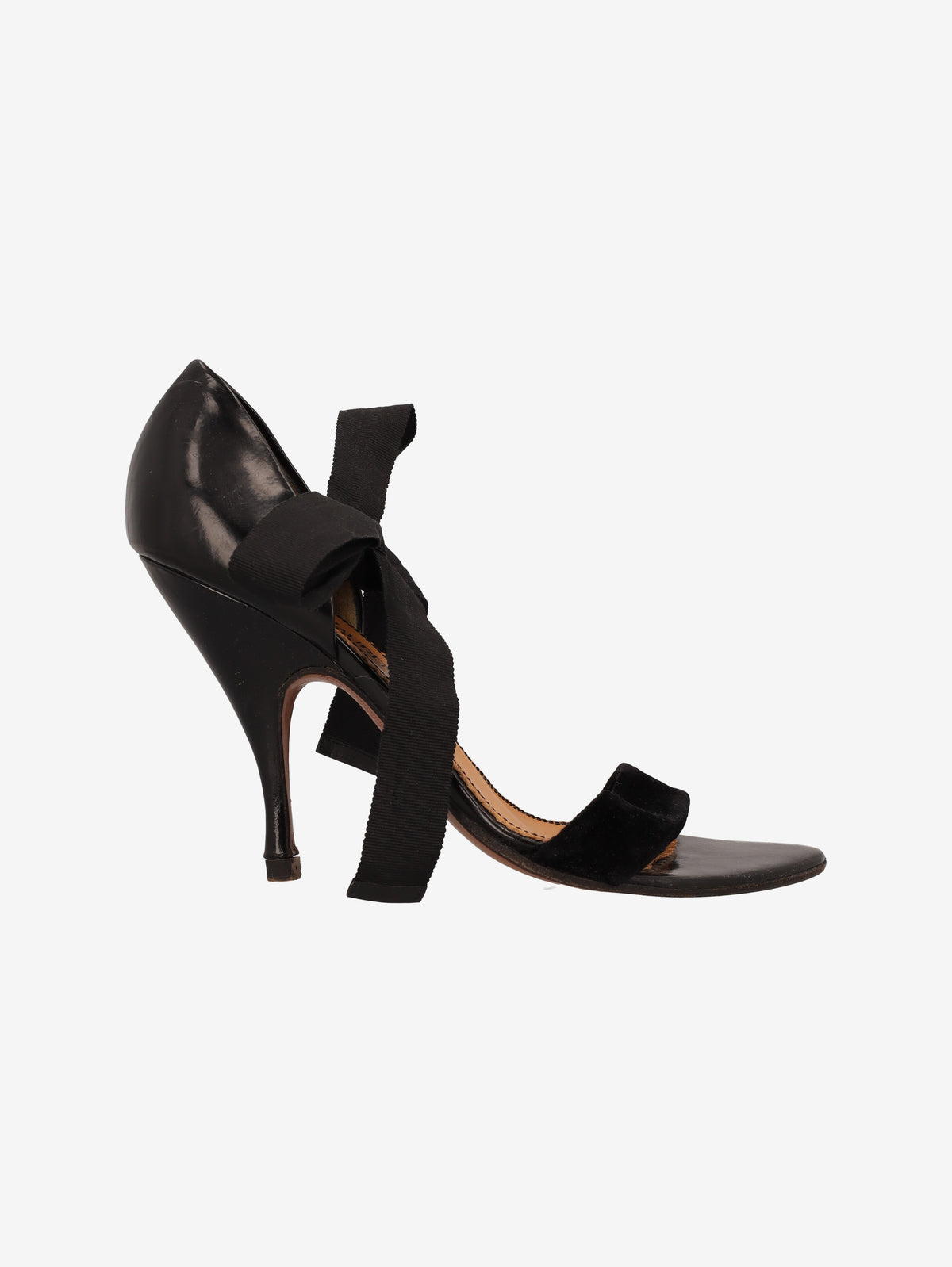 Yves Saint Laurent Rive Gauche D'Orsay Velvet & Leather Ribbon Pumps W2926.50  Yves Saint Laurent 