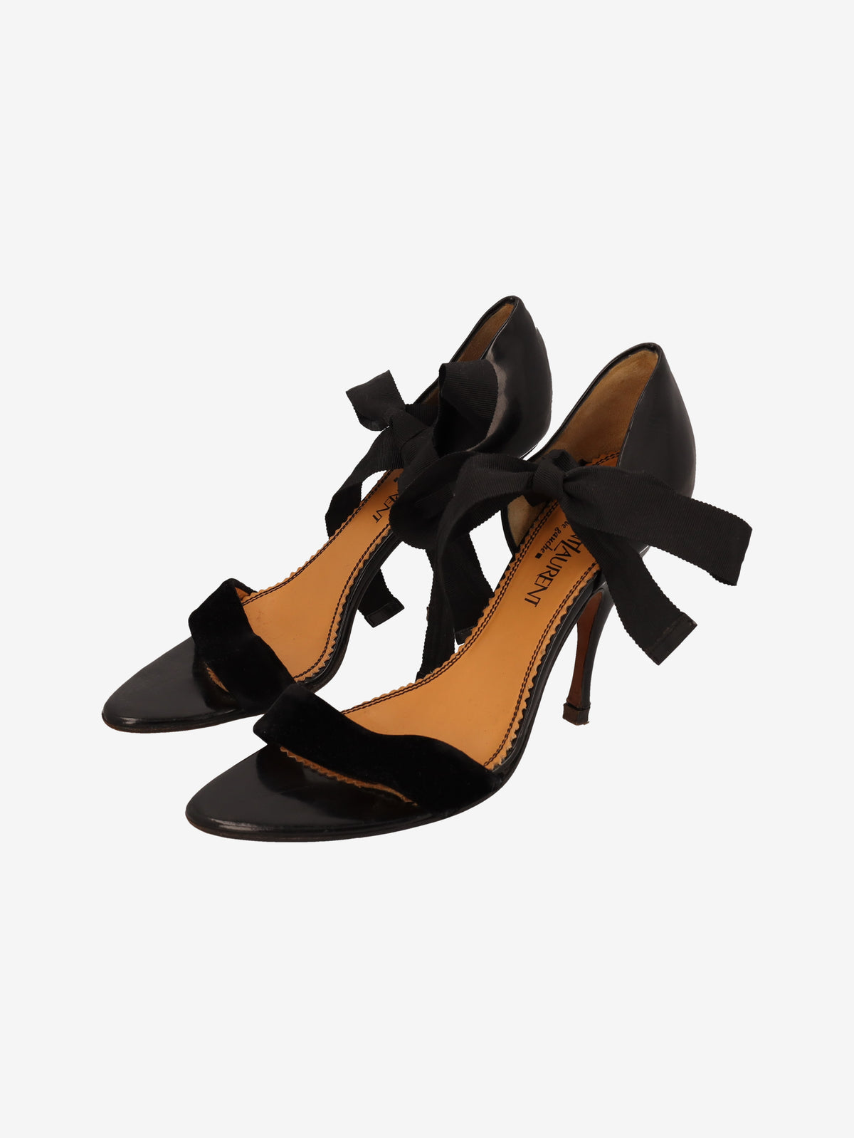 Yves Saint Laurent Rive Gauche D'Orsay Velvet & Leather Ribbon Pumps W2926.50  Yves Saint Laurent 