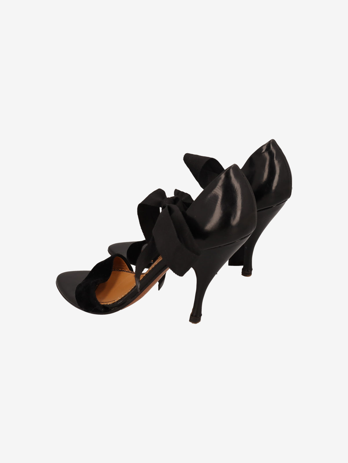 Yves Saint Laurent Rive Gauche D'Orsay Velvet & Leather Ribbon Pumps W2926.50  Yves Saint Laurent 