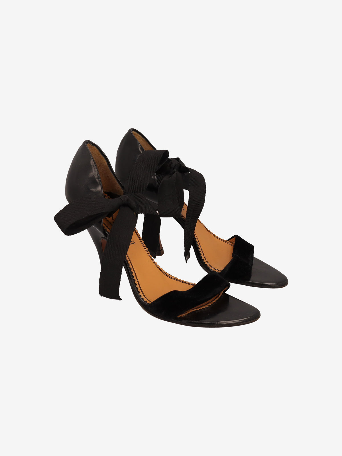 Yves Saint Laurent Rive Gauche D'Orsay Velvet & Leather Ribbon Pumps W2926.50  Yves Saint Laurent 