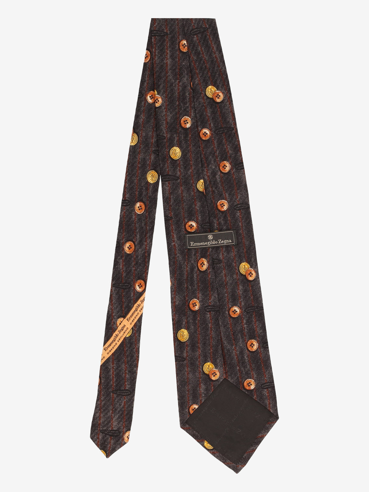 Ermenegildo Zegna Brown Tie with Button Motif MU260921.98  Ermenegildo Zegna 