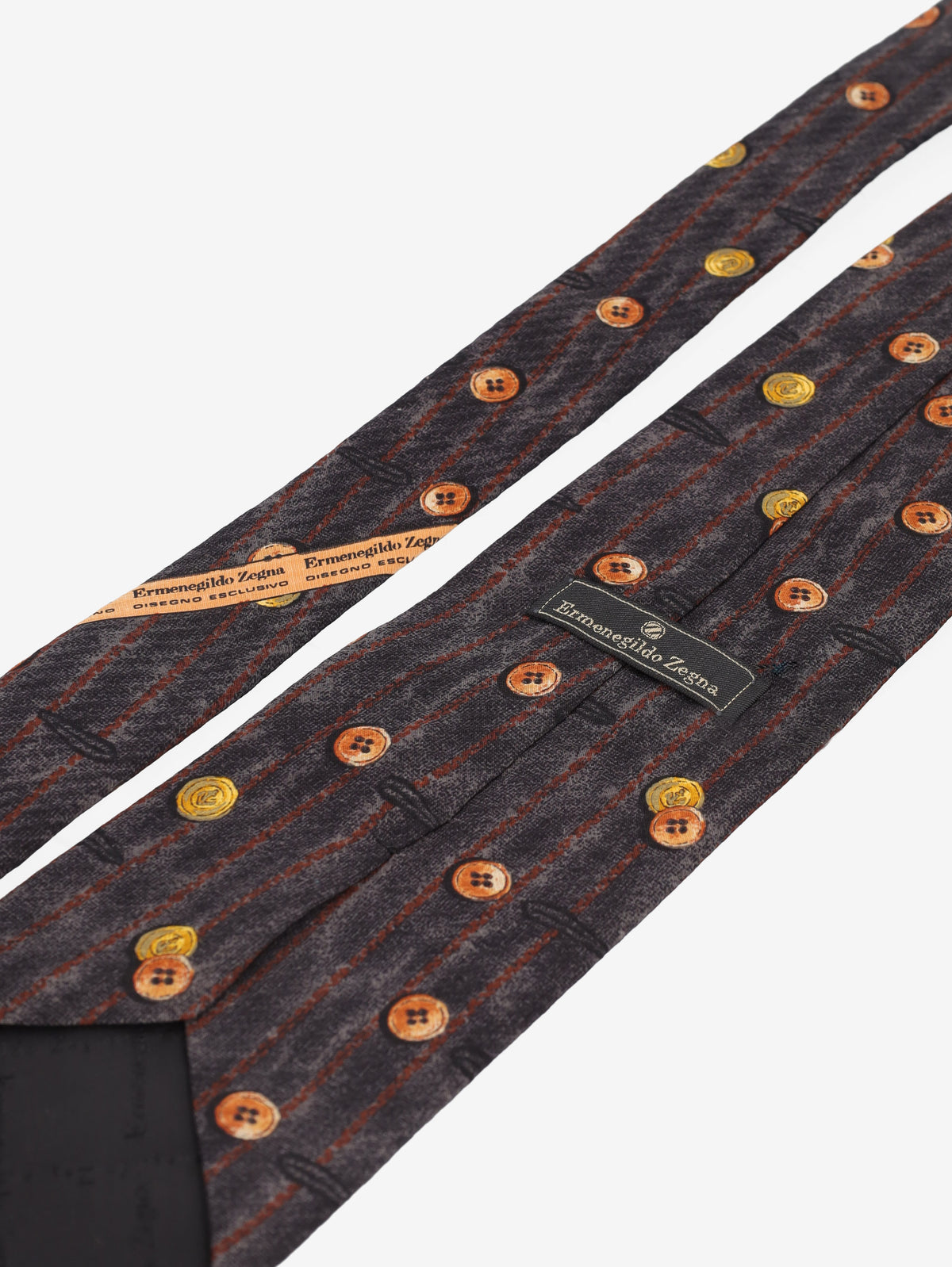 Ermenegildo Zegna Brown Tie with Button Motif MU260921.98  Ermenegildo Zegna 