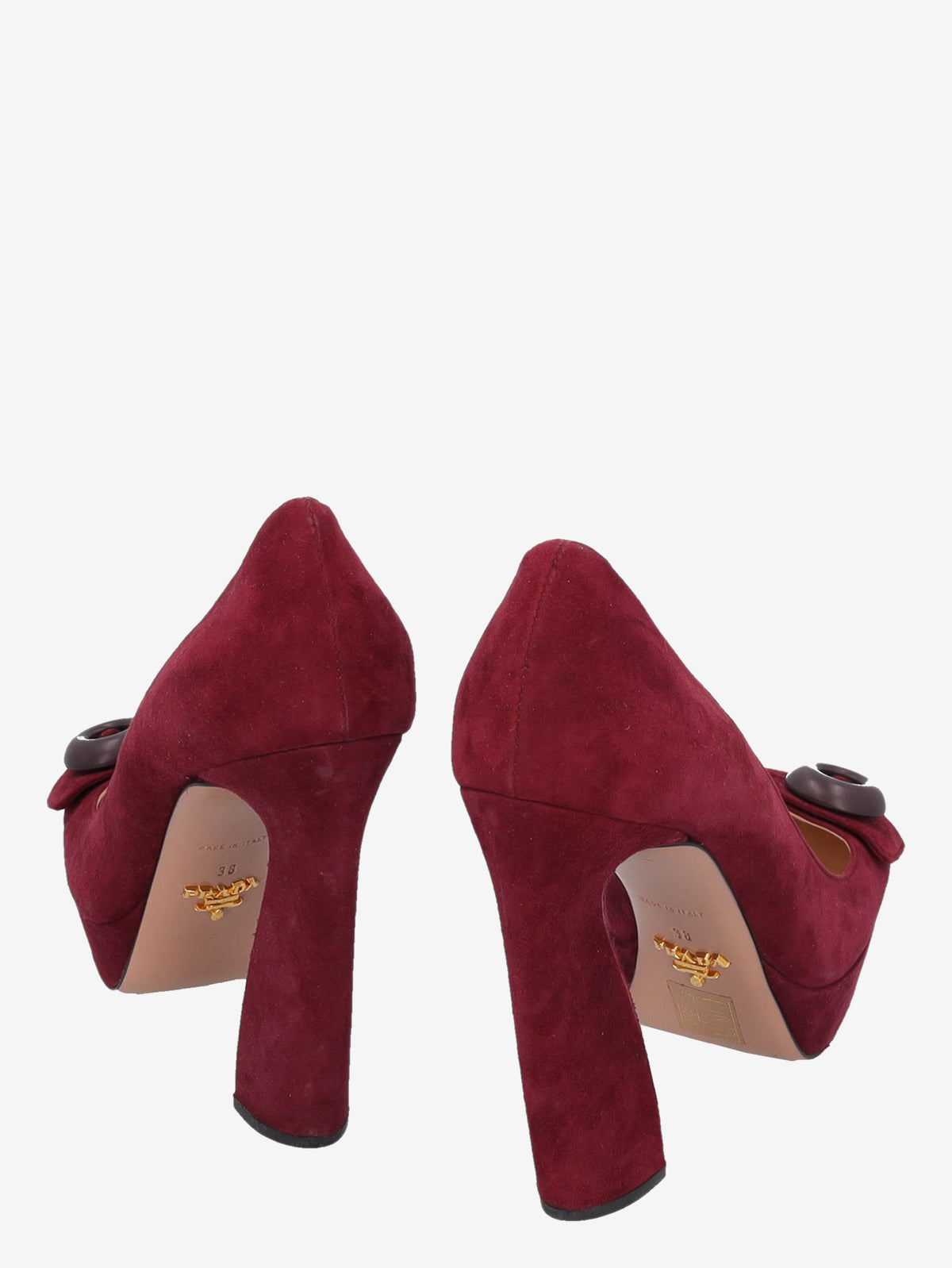 Prada 勃艮第色绒面革高跟鞋