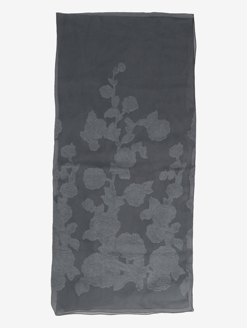 Giorgio Armani Silk Scarf with Floral Embroidered Motif W27526.77  Giorgio Armani 
