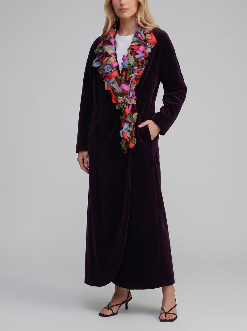 Moschino Open-Front Purple Coat with Twisted Neckline Detail W27526.172  Moschino 
