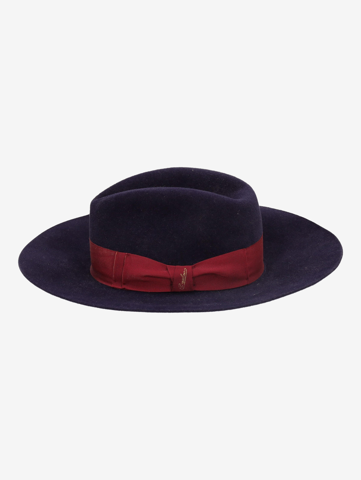 Borsalino Wide-Brim Fedora Hat with Burgundy Grosgrain Ribbon W27526.151  Borsalino 