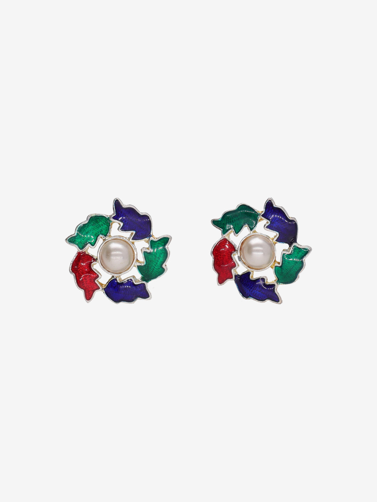 Vintage Colorful Pinwheel Clip-On Earrings W13426.42  Vintage 