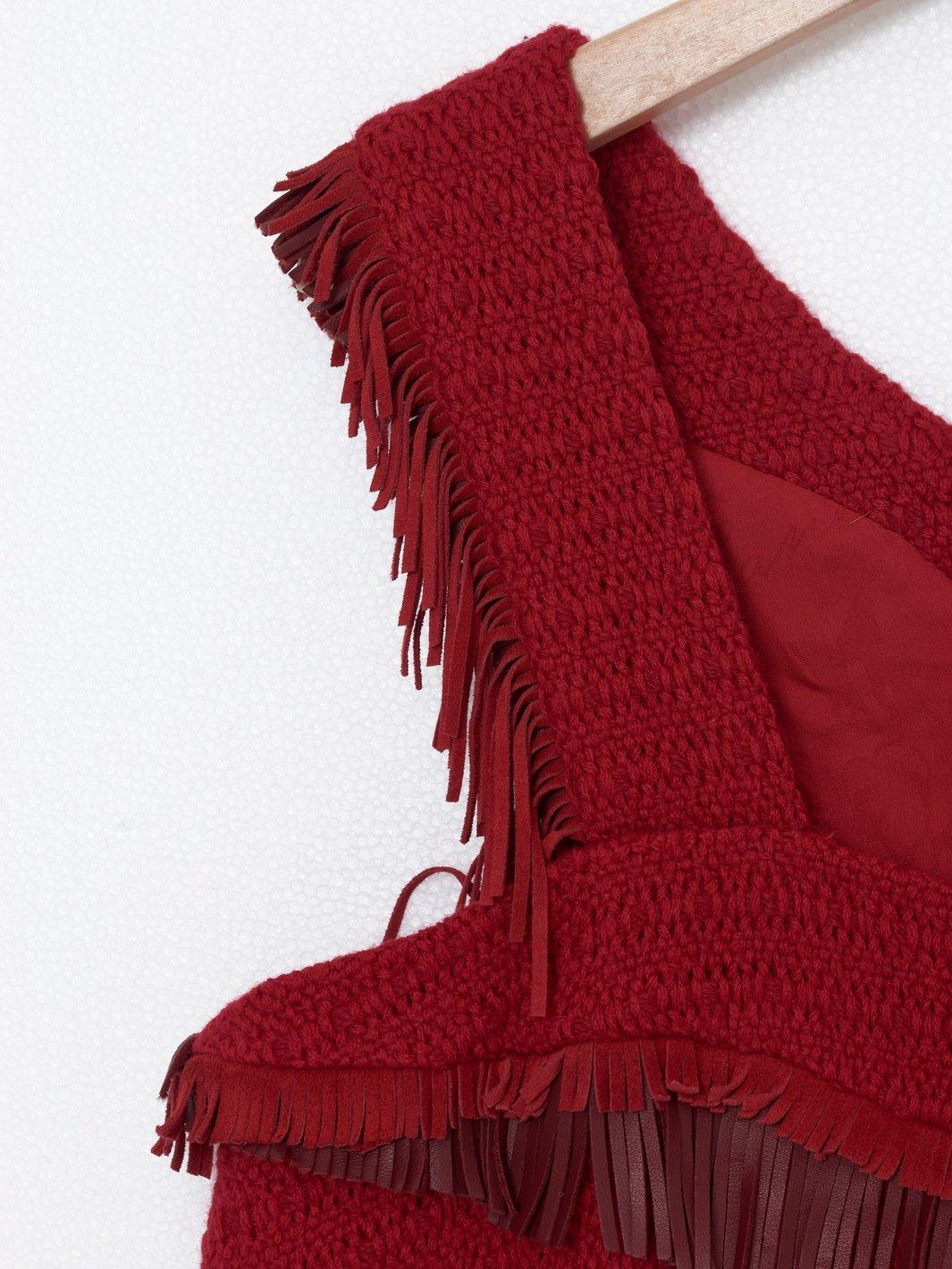 Abito smanicato Y2K Chanel in lana rossa
