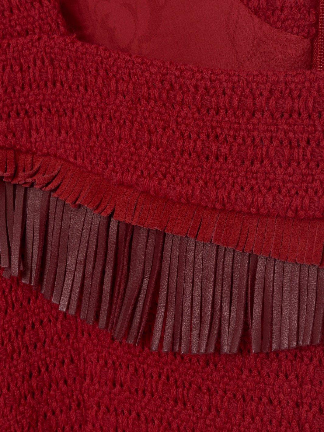 Abito smanicato Y2K Chanel in lana rossa