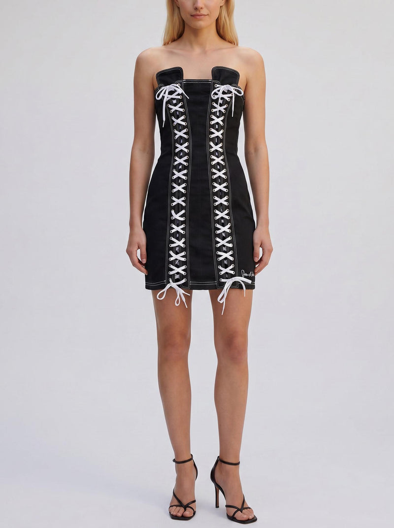 Dsquared2 Stretch Denim Bondage Mini Dress CVM26.23.40  Dsquared² 